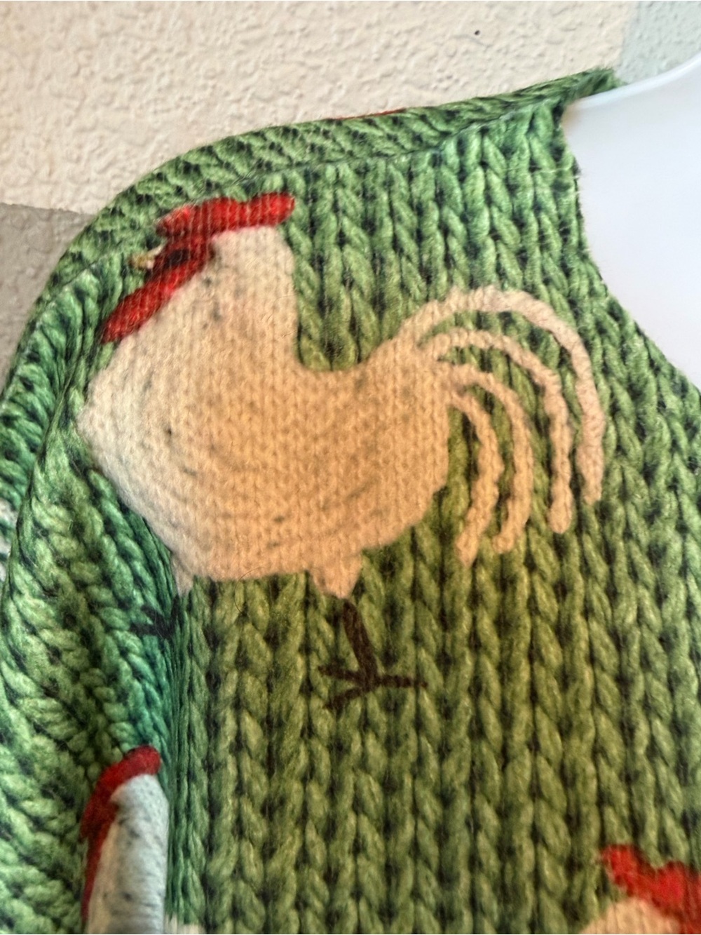 Women’s Large Rooster Chicken Printed Sweater Whimsical Unique Homesteading - Picture 2 of 9